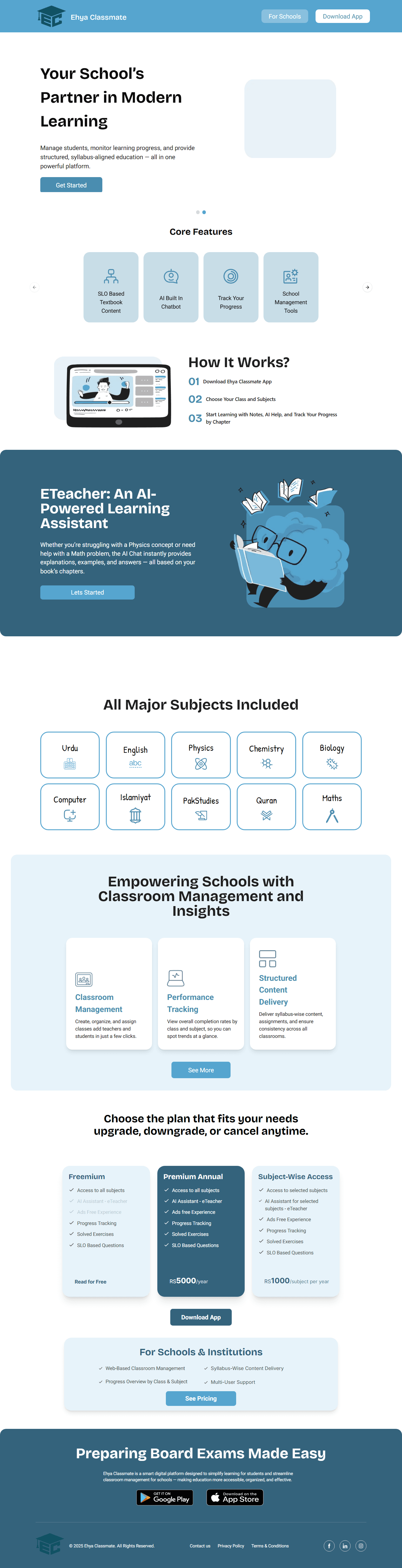 Screenshot of Classmate Portal