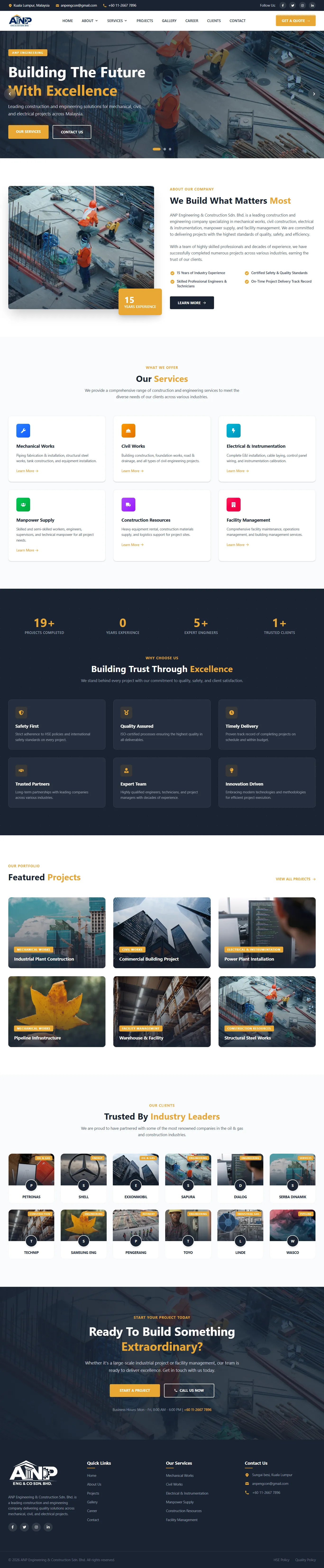 Screenshot of ANP Engineering Website